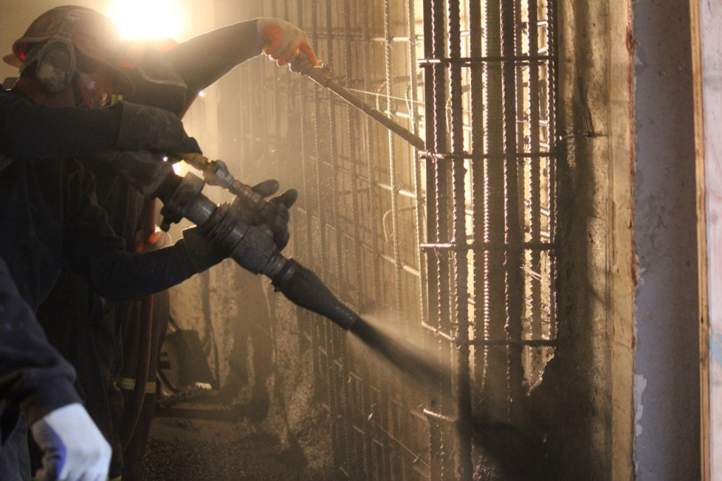 ACI Nozzleman for Shotcrete Application. AAA Concrete Pumping, LLC. Portland, Oregon